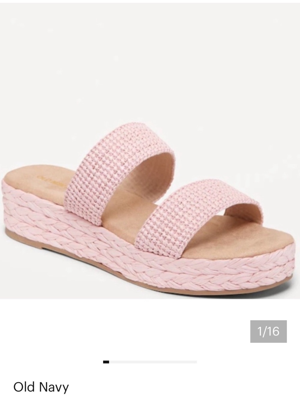 Old Navy Light Pink Woven Double-Strap Platform Sandal size 10